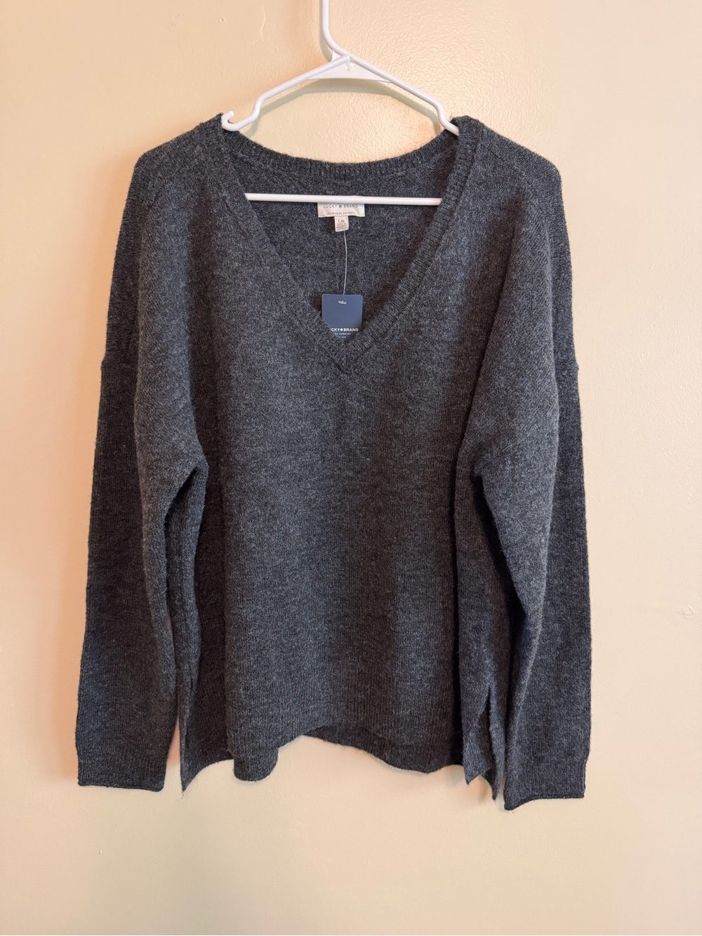 Lucky Brand Women's V-Neck Sweater - Charcoal Gray